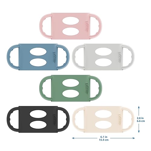 Dr. Brown's Milestones 100% Silicone Baby Bottle Handles, Wide-Neck, Removable Easy-Grip Transitional Sippy Cup Handles, Light Blue, Green, Gray, 4m+, 3 Pack - Jamouz