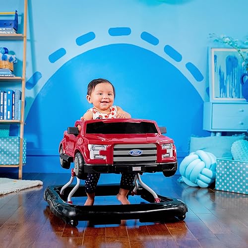 Bright Starts Ford F-150 4-in-1 Agate Black Baby Activity Center & Push Walker with Removable Interactive Steering Wheel-Toy, 6 Months and up - Jamouz