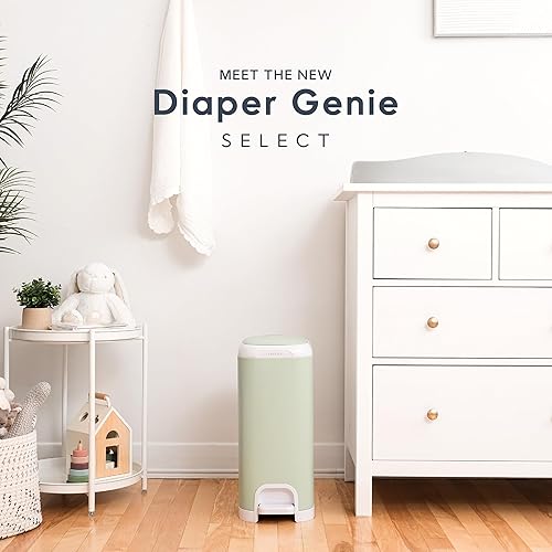 Diaper Genie Select Pail (Polka Dot) is Made of Durable Stainless Steel and Includes 1 Starter Square Refill That can Hold up to 165 Newborn-Sized Diapers. - Jamouz