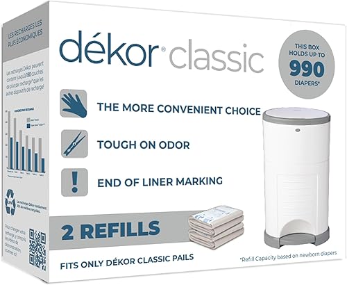 Diaper Dekor Eko Classic Refills, 4 Count | ONLY Eco-Friendly Diaper Pail Refills Made With 70% Recycled Materials | Quicker, Easier & More Cost Effective than Trash Bags | Unscented - Jamouz