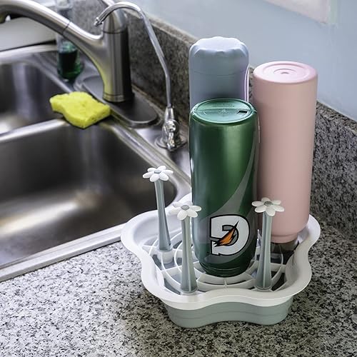 Countertop Drying Rack - Ideal for Insulated Water Bottles, Drinking Glasses, Sports Bottles, Baby Bottles, Tumblers, Mugs, Cup, Drying Rack with Drain Tray - Jamouz