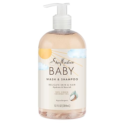 SheaMoisture Baby Wash and Shampoo 100% Virgin Coconut Oil for Baby Skin Cruelty Free Skin Care 13 oz - Jamouz