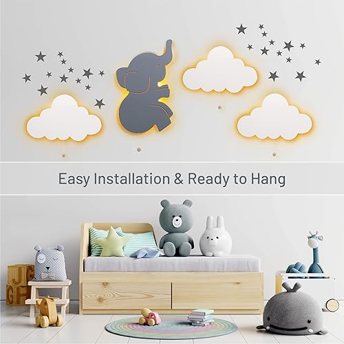 Lumipets Lighted Balloons, Nursery Night Light, Wall Mounted Lighted, Battery Operated Cloud Light Sign–Lightweight Kids Night Light for Babies, Toddlers, Kids - 17.7 x 11.2 x 1.5-in - Jamouz