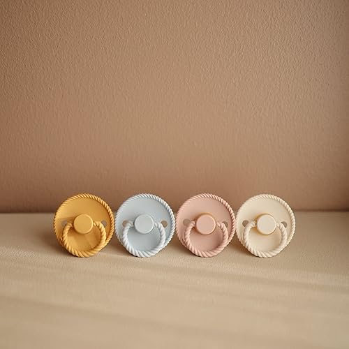 FRIGG Rope Natural Rubber Baby Pacifier | Made in Denmark | BPA-Free (Olive/Sage, 6-18 Months) - Jamouz