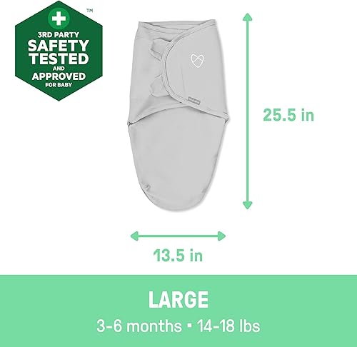 SwaddleMe by Ingenuity Original Swaddle with Easy-Change, 100% Cotton, Improves Sleep & Calms Startle Reflex, 3-6 Months, 3-Pack - Mountaineer - Jamouz