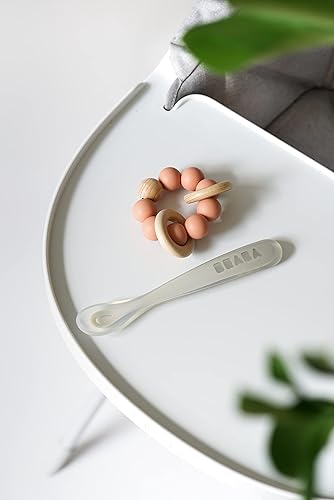 BEABA Baby's First Foods Spoon Set, Original Silicone Baby Spoons, Baby Essentials, Baby Spoons, Pack of 4 Baby Gift Set, BPA Lead & Phthalate Free, Rain - Jamouz