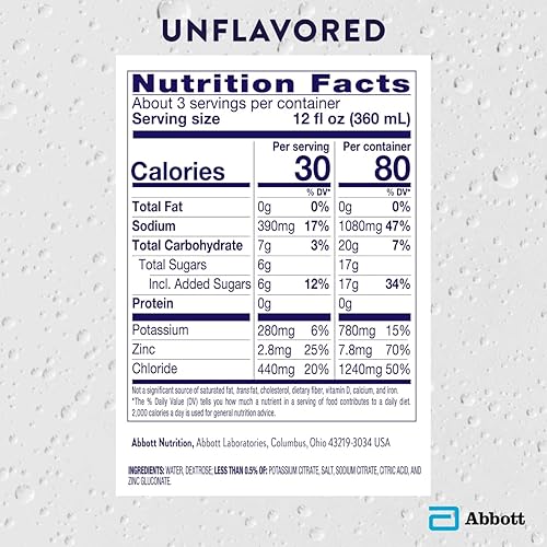 Pedialyte Electrolyte Solution, Unflavored, Hydration Drink, 33.8 Fl Oz. (Pack of 4) - Jamouz