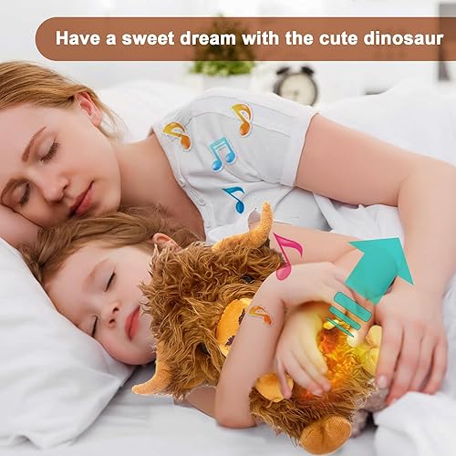 Dinosaur Stuffed Animals, Breathing Stuffed Animals with Realistic Breathing Action and Lighted Music, Ideal Sleeping Plush Toys Adjustable in Four Modes, Baby Gifts for Boys, Kids, Girls - Jamouz