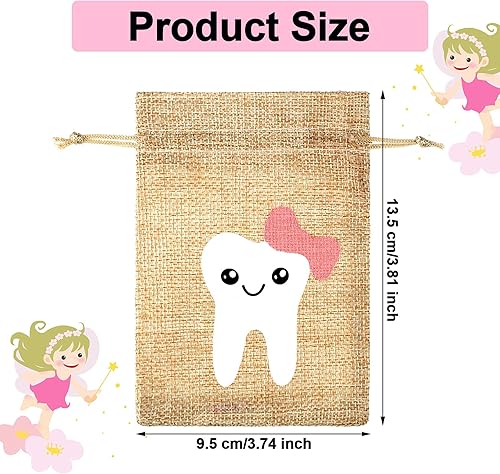 Tooth Fairy Bag Pouch for Boys and Girls to Place Under Pillow Milk Teeth Container Box for Toothfairy Tooth Holder Keepsake Gift for Kids Children Baby Shower Birthday (Pink Style) - Jamouz
