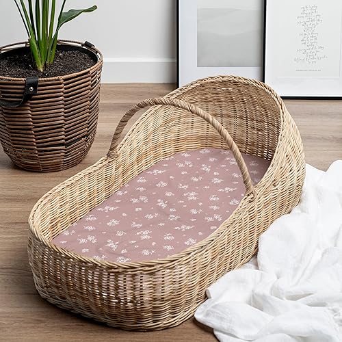 Baby Changing Pad Cover 2-Pack for Girls (Fleurette) - Premium Fitted Sheets Baby Diaper Changing Table Cover - Buttery Soft Cotton Blend - Jamouz