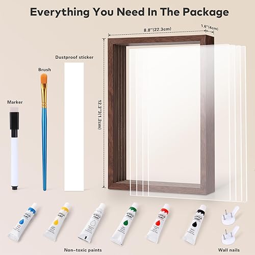 Family Handprint Kit, DIY Craft Keepsake Frame, Baby Hand Print Kits, Family Gifts for New Mom, New Parents, Grandparents, Father's Day, Mother's Day, Anniversary, 6 Non -Toxic Paints (White) - Jamouz