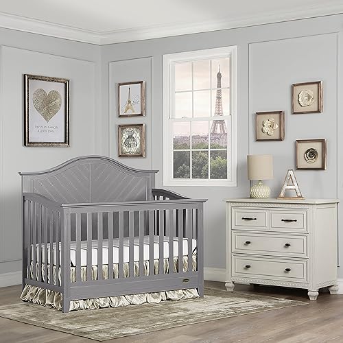 Ella 5-in-1 Full Size Convertible Crib in Storm Grey, Greenguard Gold Certified - Jamouz