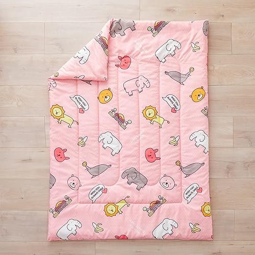 Flysheep 4 Piece Gray Grey Toddler Bedding Set with Multi Animals Printed for Baby Boys - Includes Quilted Comforter, Flat Sheet, Fitted Sheet & Pillow Case, Soft & Comfortable Microfiber - Jamouz