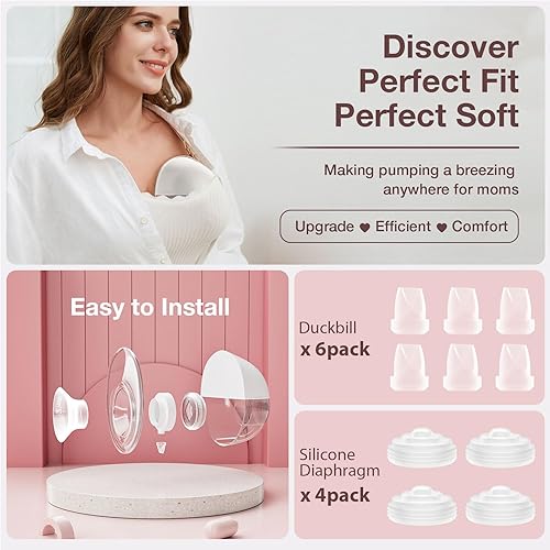 10PCS Breast Pump Parts, 6Pack Silicone Duckbill Valve & 4Pack Silicone Diaphragm Compatible with Momcozy M5 Wearable Breastpump, M5 Breast Pumps Replacement Accessories Breastfeeding Essentials Kit - Jamouz