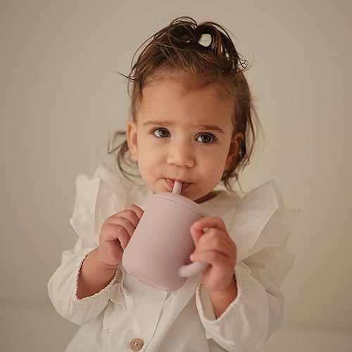 mushie 100% Silicone Training Cup & Straw for Toddlers | 6 Months+ (Soft Lilac) - Jamouz