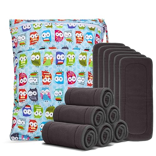 Damero 5-Layer Reusable Diapers Baby Inserts, 12PCS Cloth Diaper Inserts with an Extra Storage Bag - Jamouz