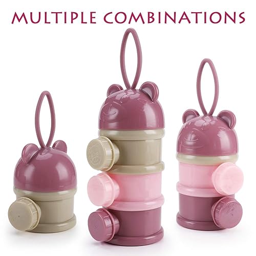 Accmor 3 Layers Baby Milk Powder Formula Dispenser On The Go, Formula Container for Travel, Non-Spill Stackable Baby Snack Storage Container with Handle,BPA Free,Purple - Jamouz