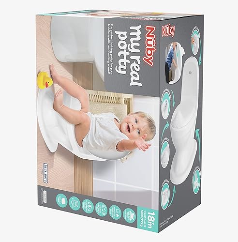 Nuby My Real Potty Training Toilet with Life-Like Flush Button and Sound - 18+ Months - White - Jamouz
