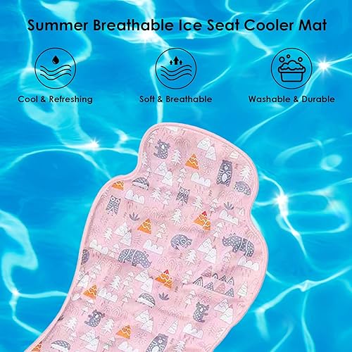 Baby Car Seat Cooler Pad Summer Chair Ice Cushion Baby Car Seat Cooler Pad Carseat and Stroller Cooling Pad for Stroller High Chair 26.8in * 13in - Jamouz