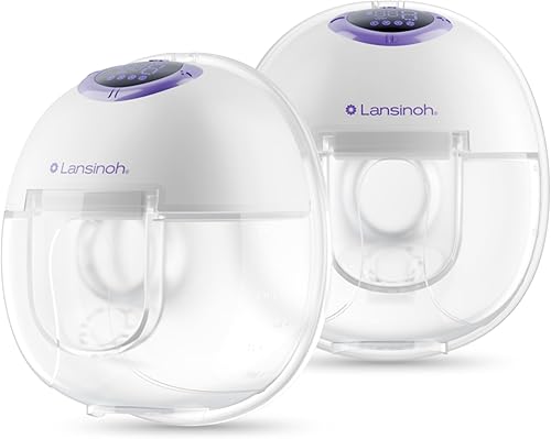 Lansinoh Discreet Duo Wearable Breast Pump, Hands Free Breast Pump, 4 Pumping Modes, 9 Levels Hospital Strength Suction, LED Display, Leak-Resistant Design, 2 Breast Flange Sizes Included: 24mm & 21mm - Jamouz
