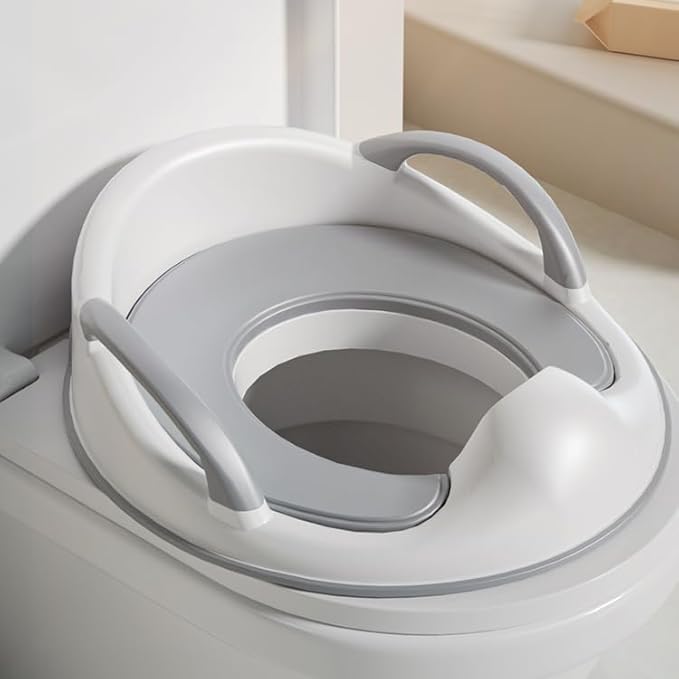 PandaEar Baby Toddler Potty Training Toilet Seat for Boys and Girls with Handles| Child Kids Potty Seat Toilet Seat Attachment| Safe Urine Guard Non-Slip Rubber Rim| Fits Round & Oval Toilets - Jamouz