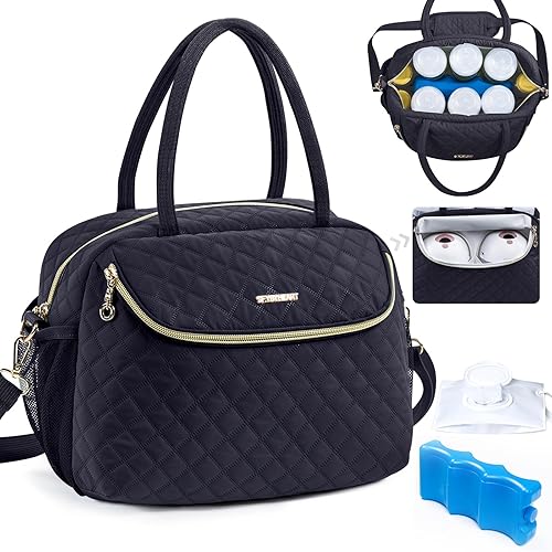 Breastmilk Cooler Travel Bag with 2pcs Wipes Dispensers and Ice Pack -Baby Bottle Cooler Bag for 6 Baby Bottles Up to 9 Ounce - Breast Pump Bag, Breastmilk Storage Bag, Bottle bag for Daycare - Jamouz