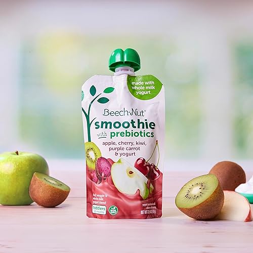 Beech-Nut Toddler Smoothies Variety Pack, Yogurt Smoothies with Prebiotics, Baby & Toddler Food Pouches, 3.5 oz (18 Pack) - Jamouz