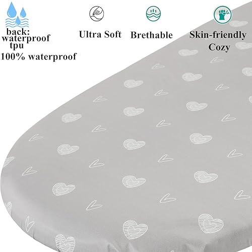 Waterproof Bassinet Sheet Compatible with Graco Pack n-Play Dome LX Bassinet(not playard), 2 Pack Jersey Knit Super Soft for Baby Green Botanical Leaf & Dots - Jamouz