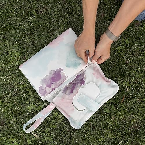 Tiny Twinkle Portable Diaper Changing Pad, Foldable Waterproof Baby Change Pad for Newborn Girl & Boy with Smart Wipes Pocket (Beige Checkers) - Jamouz