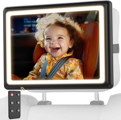 Baby Car Mirror with Light - Remote Control, 360° Adjustable, Shatter Resistant, Clear Night Vision, Easy Installation for Rear Facing Infants and Toddlers - Jamouz