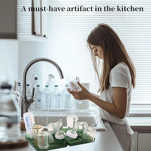 Travel Bottle Drying Rack Space Saving,Foldable Bottle Drying Rack with 16 Ribs,Portable Baby Bottle Drying Rack for Bottles,Breast Pumps and Other Feeding Accessories,Widely Used Daily Basis - Jamouz