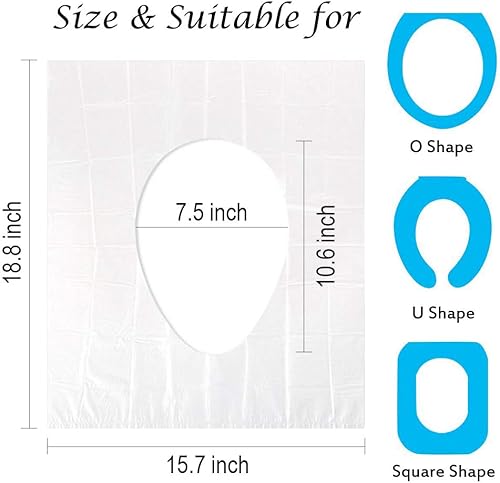 50 Pack Disposable Plastic Toilet Seat Cover Non Slip Individually Wrapped for Travel Perfect for Potty Training Ideal for Adults - Jamouz