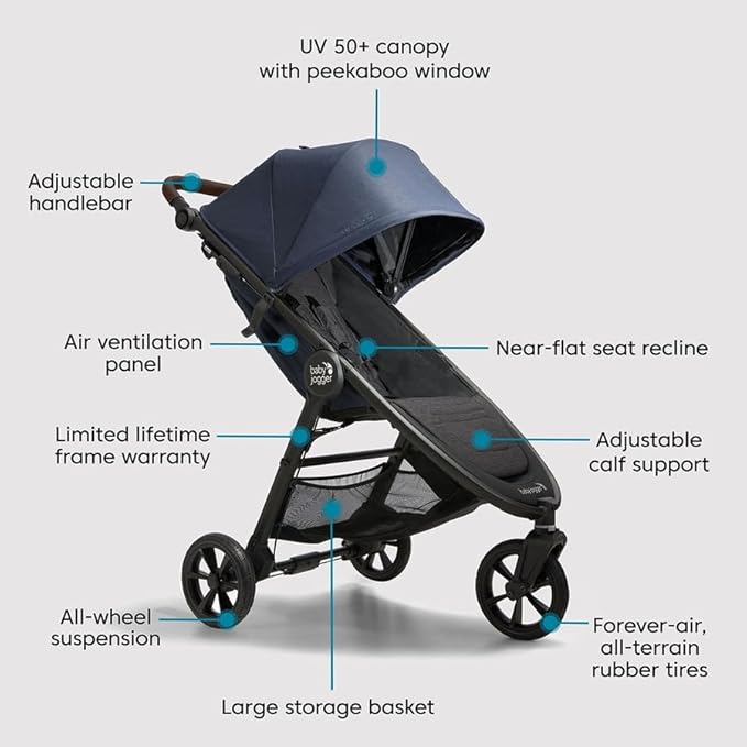 Baby Jogger City Mini GT2 All-Terrain Stroller, Storm Blue - Jamouz