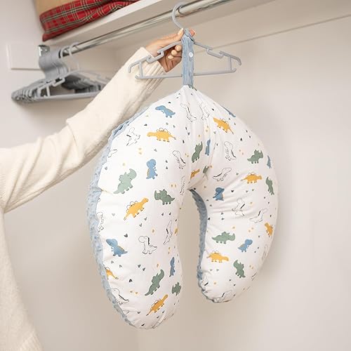 Double-Sided Baby Nursing Pillow Cover Set - 4 Pack - Soft Unisex Breastfeeding Pillow Cover for Girl & Boy with Hanging Loop - Multipurpose Washable Quick-Dry Slipcover Case with Waterproof Liner - Jamouz