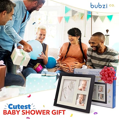 Bubzi Co Baby Footprint Kit, Baby Foot and Hand Print Kit, Baby Keepsake Frame, Nursery Pictures Frames, Hand Print Mold Kit, New Mom Gifts, Baby Newborn Essentials Must Haves, Baby Shower Gifts - Jamouz