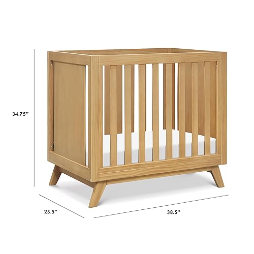 DaVinci Otto 3-in-1 Convertible Mini Crib with 4' Mattress in Honey, GREENGUARD Gold Certified - Jamouz