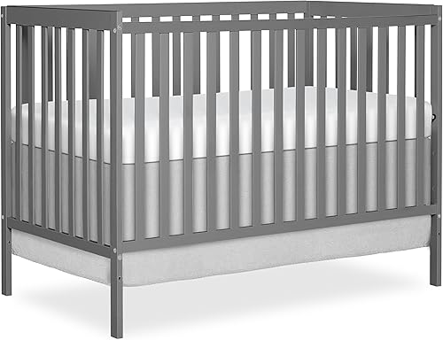 Synergy 5-In-1 Convertible Crib In White, made of New Zealand Pine wood, JPMA & Greenguard Gold Certified, features 3 mattress height settings - Jamouz