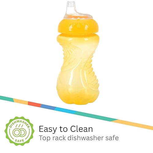 Nuby 3 Pack No Spill Toddler Sippy Cups - Toddler Cups Spill Proof with Easy and Firm Grip - Blue, Aqua, Green - Jamouz
