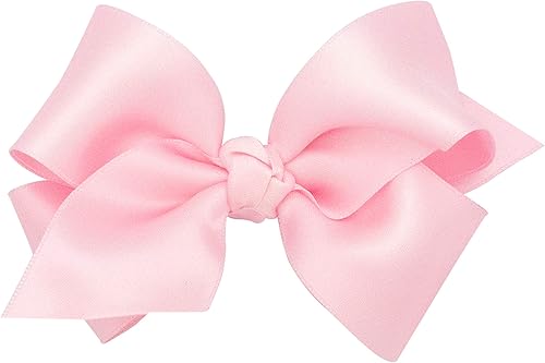 Wee Ones Girls' Classic French Satin Hair Bow on a WeeStay Clip with a Knot Wrap Center, Multiple Colors and Bow Sizes for Any Hair Styles - Jamouz