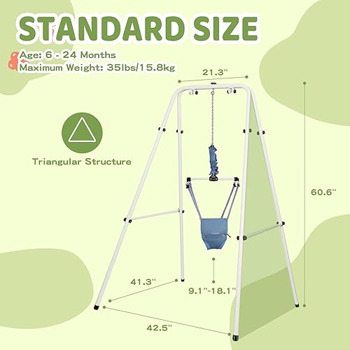 2 in 1 Baby Jumper with Stand, Baby Walking Harness Function, Premium Spring, for Infant 6-12 Months, Easy to Fold and Storage, Blue - Jamouz