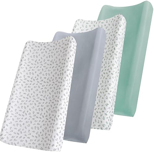 Changing Pad Cover, Diaper Changing Pad Covers 4 Pack, Fitted Baby Changing Table Sheets for 32''×16'' Change Table Pad, Cradle & Bassinet Sheets for Boys & Girls, Soft & Breathable - Jamouz