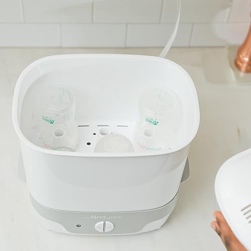 The First Years Modular Baby Bottle Sterilizer - Countertop Bottle Sterilizer - Sanitizes Baby Bottles, Baby Pacifiers, Breast Pump Parts - Baby Bottle Feeding Supplies - Jamouz