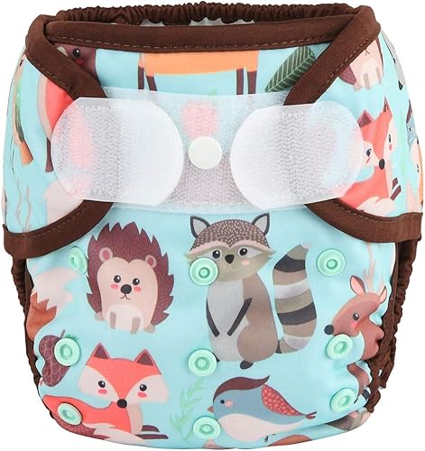 Baby Cloth Diaper Cover Nappy Hook and Loop Double Gusset 6.6lbs to 33lbs (Rabbits Wolves) - Jamouz