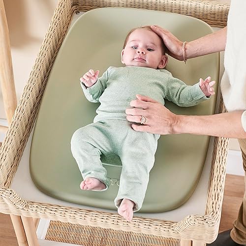 Nattou Softy Changing Pad - Wipeable Baby Changing Mat- Durable, Water-Resistant, Cocoon Shape with Honeycomb Bottom Grips BPA-Free, Assimilates Room Temperature - Grey - Jamouz