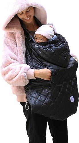7AM Enfant Baby Carrier Cover - K-Poncho Universal Fit Winter Ultra Soft Plush Lining, Water Repellent Bunting Bag with Adjustable Hood, Multifunctional Stroller & Car Seat Blanket Cover | (0-3T) - Jamouz