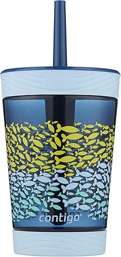Contigo Kids Spill-Proof 14oz Tumbler with Straw and BPA-Free Plastic, Fits Most Cup Holders and Dishwasher Safe, 2-Pack Strawberry Cream & Blue Raspberry - Jamouz