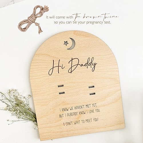 Pregnancy Announcement For Dad- Hi Daddy Pregnancy Test Keepsake Wooden Sign- Baby Surprise Announcement Ideas, Pregnancy Reveal To Husband, Daddy To Be Gifts - Jamouz