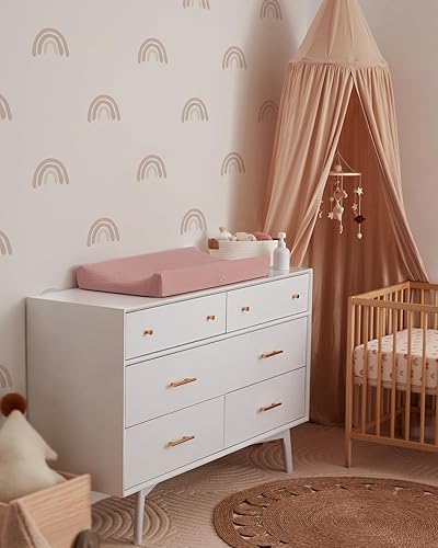 Blissful Diary Muslin Changing Pad Cover for Girls Boys, Ultra Soft Breathable Cotton, Baby Diaper Change Table Pad Covers, 2Pack (Roman Green&Leaf) - Jamouz