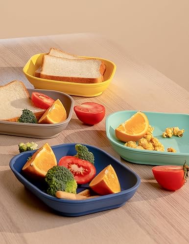 BABELIO Powerful Suction Plates for Baby and Toddler, 100% Food Grand Silicone, Divided, BPA Free, Microwave & Dishwasher Safe, Stay Put, 3 Pack - Jamouz