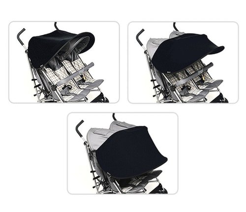 Manito Sun Shade for Twin Stroller (Black) - Jamouz